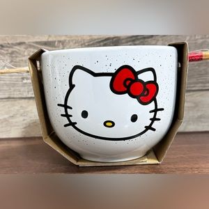 Super Cute 🥰 Hello kitty ceramic bowl with chopstick - NEW